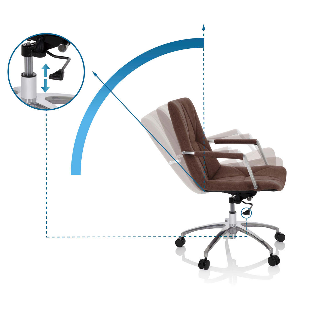 VRTLJIVI STOL tekstil rjava  - barve aluminija/rjava, Moderno, kovina/umetna masa (57/100/75cm) - MID.YOU