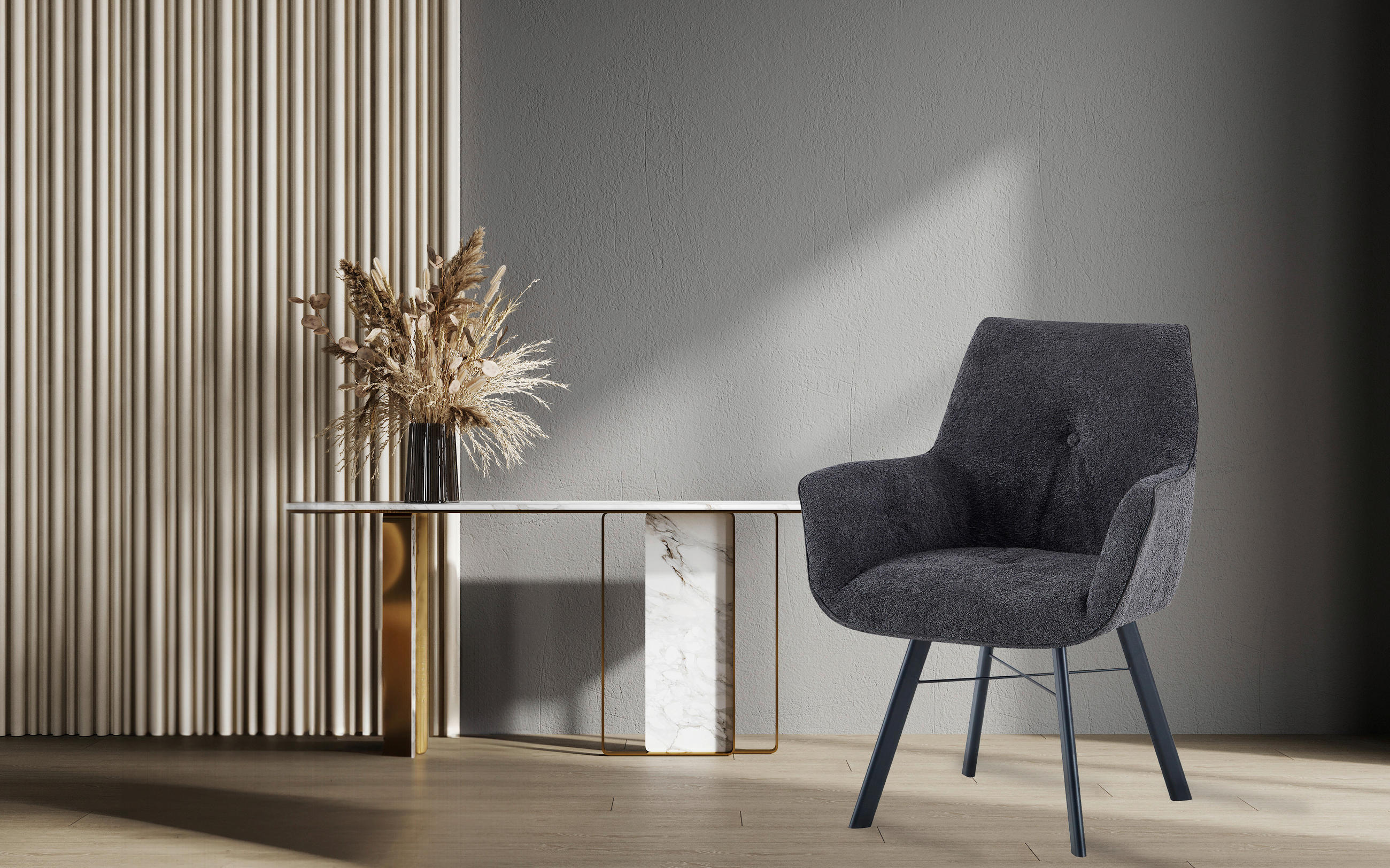 STOL MED ARMSTÖD järn  - antracit, Design, metall/plast (64/91/61cm) - Kayoom