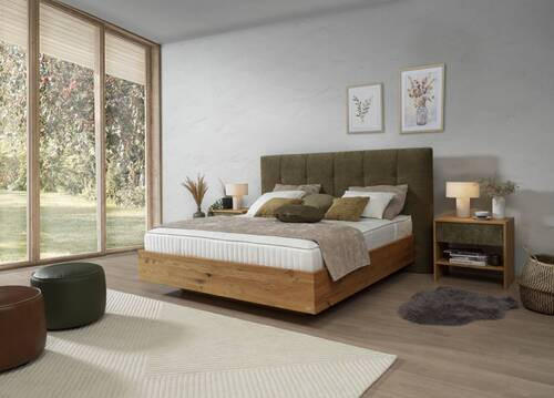 BOXSPRINGBETT 180/200 cm  in Waldgrün, Wildeiche  - Waldgrün/Wildeiche, Natur, Holz/Textil (180/200cm) - Valnatura