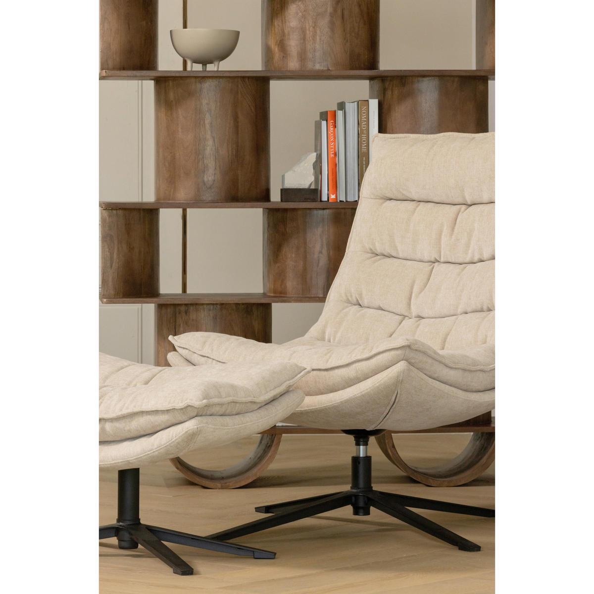 SESSELSET Kube Chenille    - Schwarz/Naturfarben, Design, Textil/Metall (77/97/69cm) - Livetastic