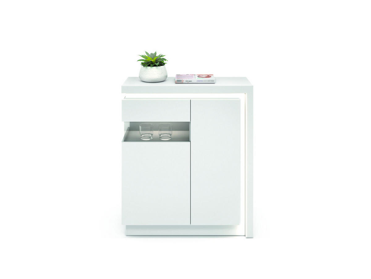 FÉLMAGAS SZEKRÉNY 107,5/123,6/42 cm  - magasfényű fehér/fehér, Trend, műanyag/faalapú anyag (107,5/123,6/42cm) - Hom`in