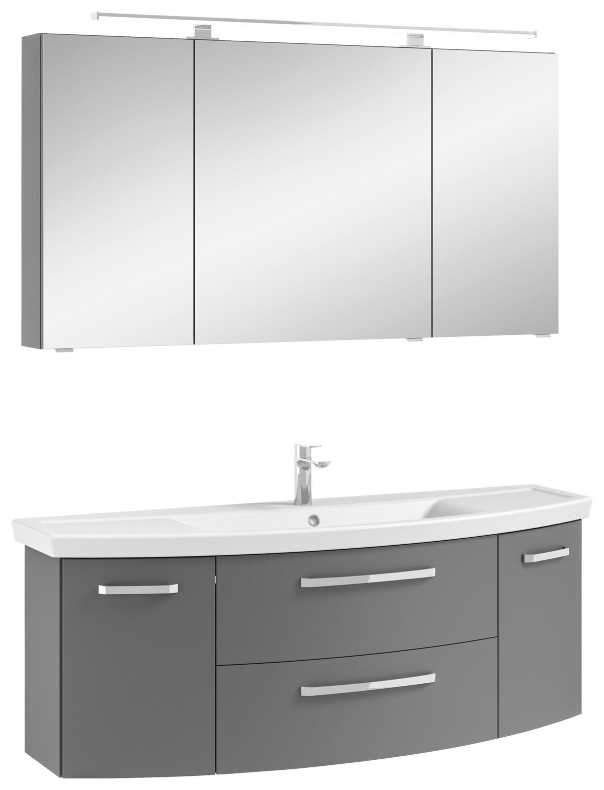 BADEZIMMER 3-teilig  in 135 cm  - Chromfarben/Weiß, MODERN, Glas/Keramik (135cm) - Sadena