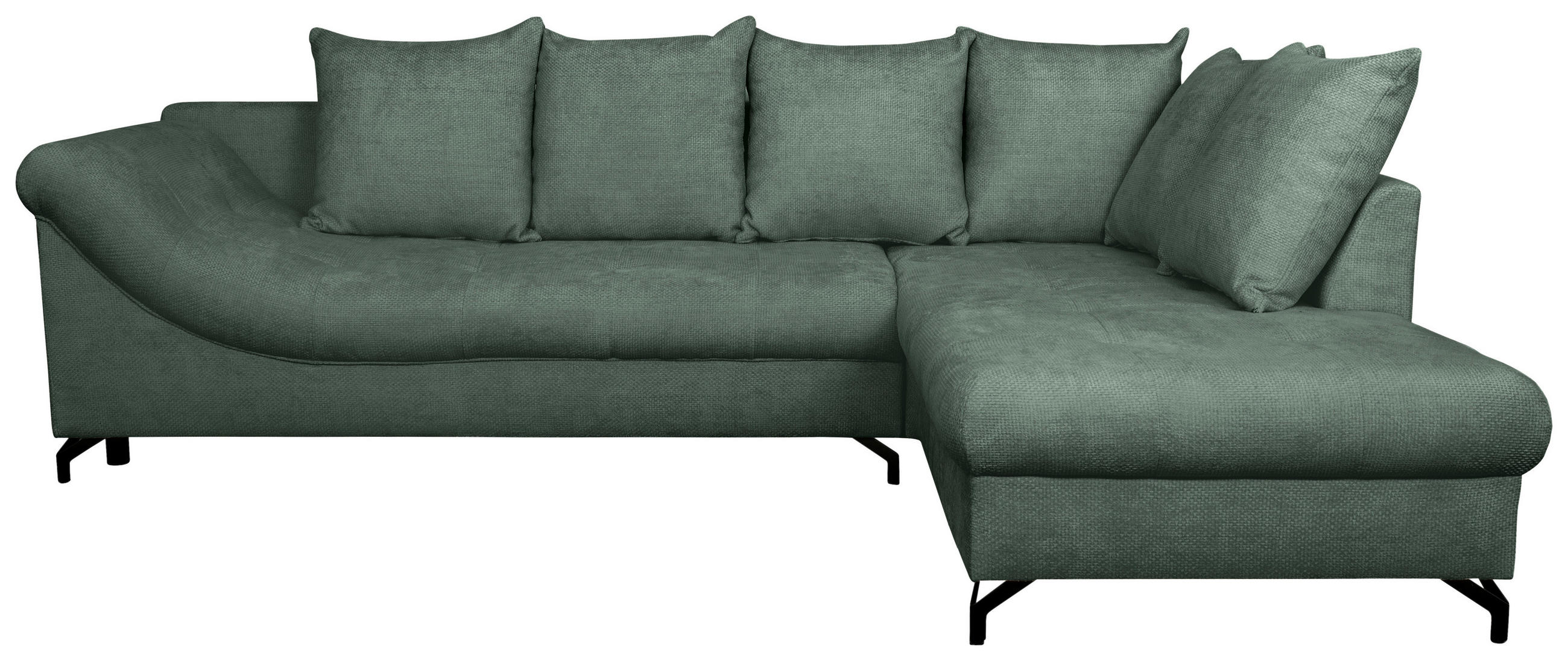 ECKSOFA Dunkelgrün Struktur  - Dunkelgrün/Schwarz, KONVENTIONELL, Textil/Metall (274/194cm) - Carryhome