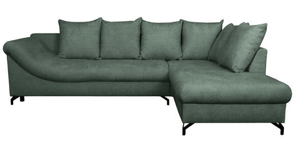 ECKSOFA Dunkelgrün Struktur - Dunkelgrün/Schwarz, KONVENTIONELL, Textil/Metall (274/194cm) - Carryhome
