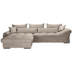 ECKSOFA Taupe Cord  - Taupe/Chromfarben, KONVENTIONELL, Textil/Metall (225/335cm) - Carryhome