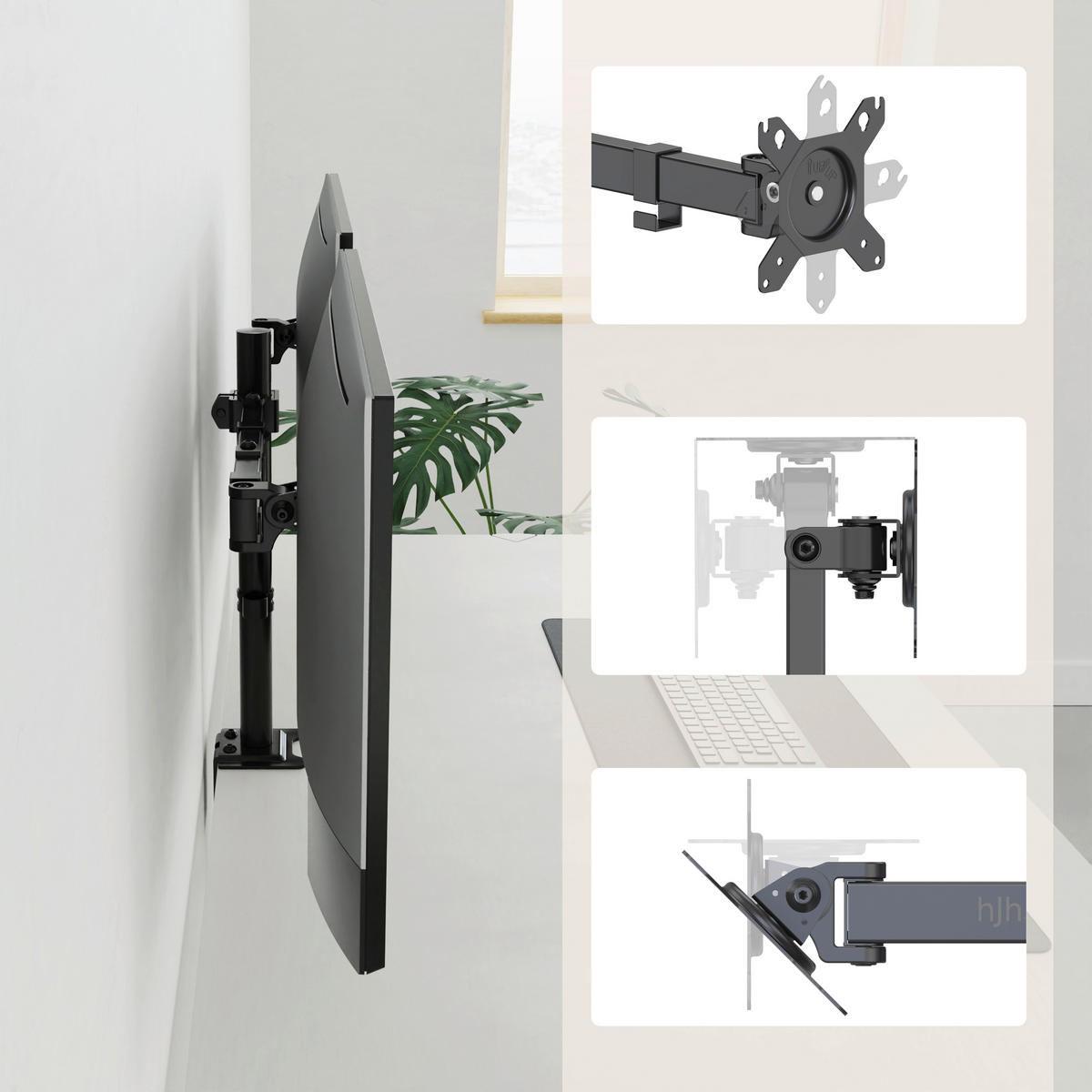MONITOR-HALTERUNG  in Schwarz  - Schwarz, Basics, Kunststoff/Metall (71,5/40/9cm) - MID.YOU
