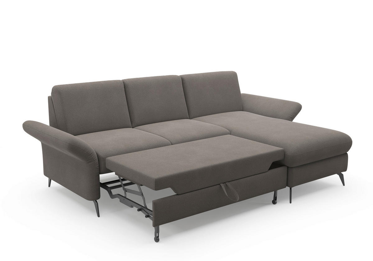 ECKSOFA in Flachgewebe Graphitfarben  251/164 cm  - Schwarz/Graphitfarben, KONVENTIONELL, Textil/Metall (251/164cm) - Sit & More