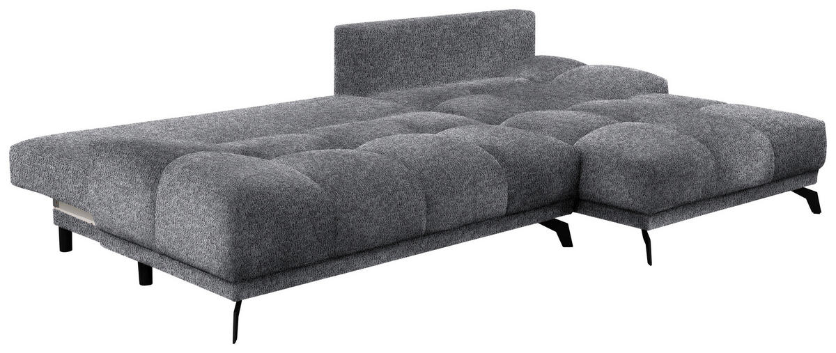 ECKSOFA in Chenille Dunkelgrau  - Dunkelgrau/Schwarz, Modern, Textil/Metall (290/182cm) - Hom`in