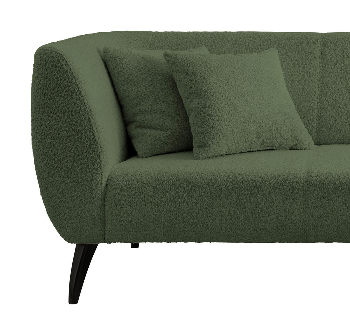 ECKSOFA in Bouclé Dunkelgrün  - Dunkelgrün/Schwarz, Modern, Holz/Textil (264/160cm) - MID.YOU