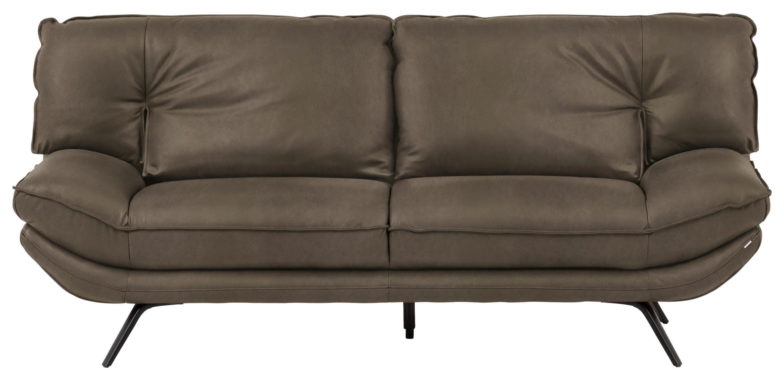 2,5-SITZER  in Echtleder Graubraun   - Graubraun/Schwarz, Design, Leder/Metall (206/94/95cm) - Celina