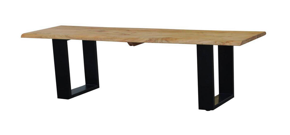SITZBANK 120/45/45 cm Schwarz, Akaziefarben Akazie vollmassiv  - Schwarz/Akaziefarben, Basics, Holz/Metall (120/45/45cm) - MID.YOU