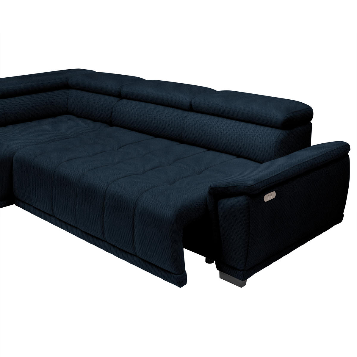 HÖRNSOFFA i chenille, vävt tyg mörkblå  - svart/mörkblå, Modern, textil/plast (106/283cm) - MID.YOU