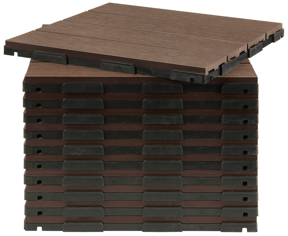 TERRASSENFLIESE Dunkelbraun 11 Stück  - Dunkelbraun, Basics, Kunststoff (30/30/2cm) - Ambia Garden