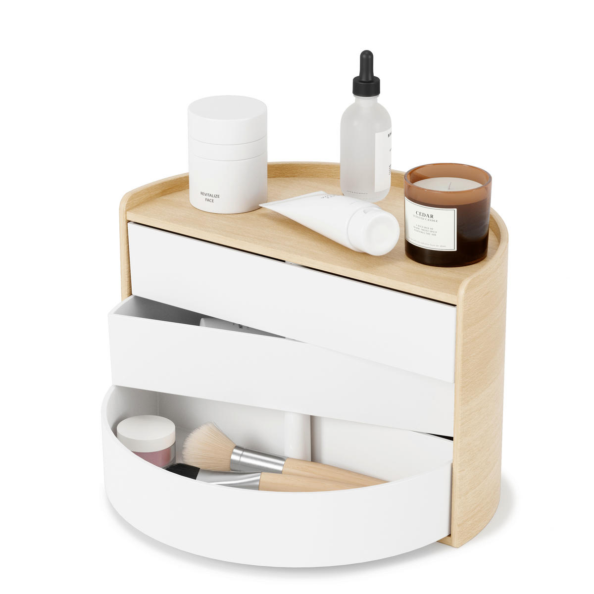 KUTIJICA ZA NAKIT   18/15/25 cm    - bijela/prirodne boje, Basics, drvo/plastika (18/15/25cm) - Umbra