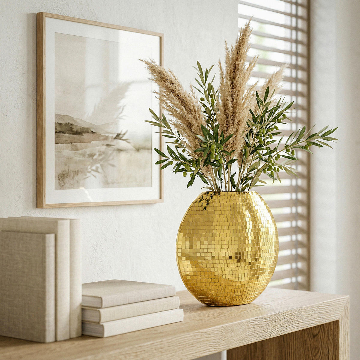 VASE 35 cm  - Goldfarben, Design, Metall (40/10/35cm) - Livetastic