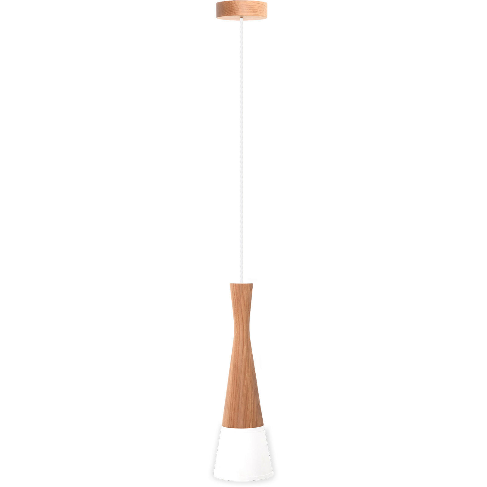 PENDELLEUCHTE 12/150 cm  - Eichefarben/Weiß, Natur, Holz/Textil (12/150cm)
