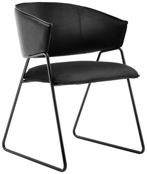 ARMLEHNSTUHL  in Stahl Echtleder pigmentiert  - Anthrazit/Schwarz, Natur, Leder/Metall (54/83/57cm) - Livetastic
