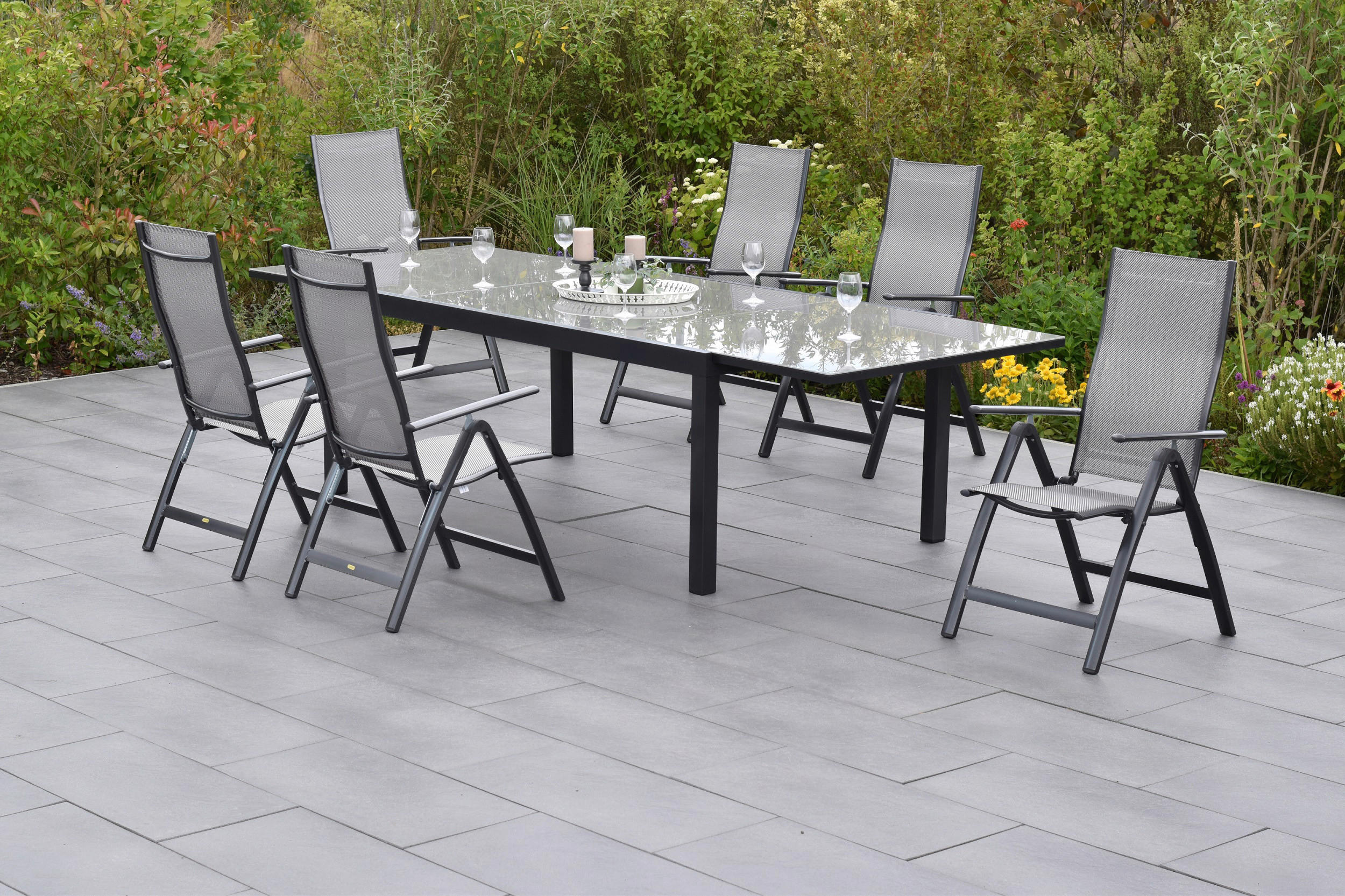 GARTENSET Aluminium  - Graphitfarben/Braun, MODERN, Textil/Metall - Gardenson