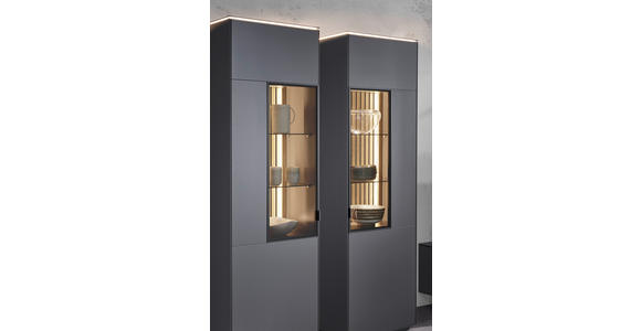 VITRINE Anthrazit  60,8/198,6/40 cm  - Anthrazit/Schwarz, Design, Glas/Holz (60,8/198,6/40cm) - Dieter Knoll
