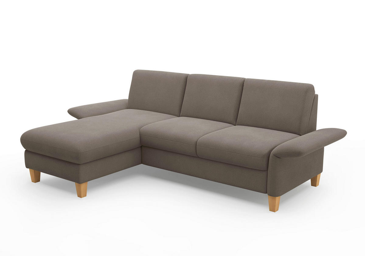 ECKSOFA ROCHELLE E Schlammfarben Flachgewebe  - Schlammfarben/Eichefarben, KONVENTIONELL, Holz/Textil (164/251cm) - Sit & More