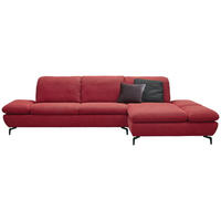 ECKSOFA Rot Chenille  - Silberfarben/Rot, Design, Textil/Metall (315/200cm) - Chilliano