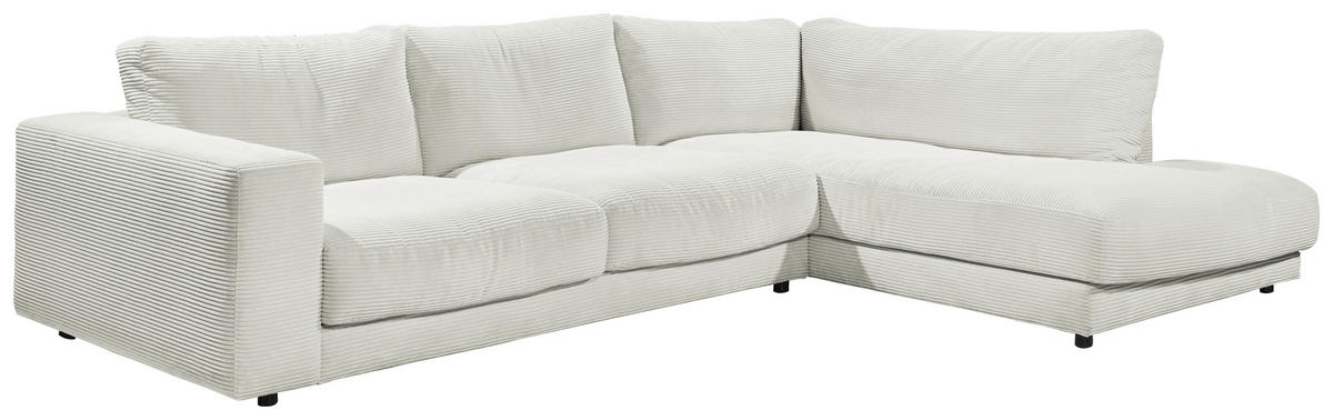 ECKSOFA in Cord Hellgrau  - Hellgrau/Schwarz, Design, Kunststoff/Textil (325/224cm) - Hom`in
