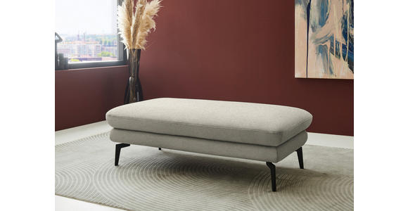 ECKSOFA  in Chenille, Flachgewebe Greige  180/284 cm  - Greige/Schwarz, Design, Textil/Metall (180/284cm) - Dieter Knoll