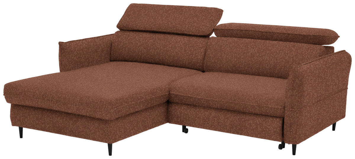 ECKSOFA inkl. Funktionen Rostfarben Struktur  - Rostfarben/Schwarz, Design, Holz/Textil (185/232cm) - Stylife