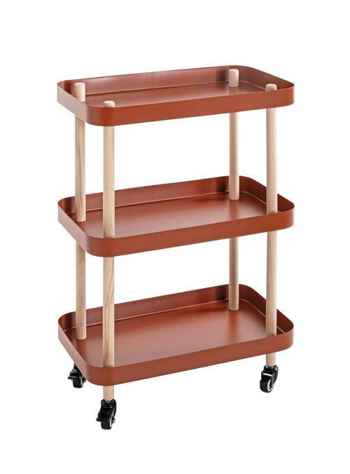 SERVÍROVACÍ VOZÍK, prírodná farba, červená, farba buka, 50/30/76 cm.