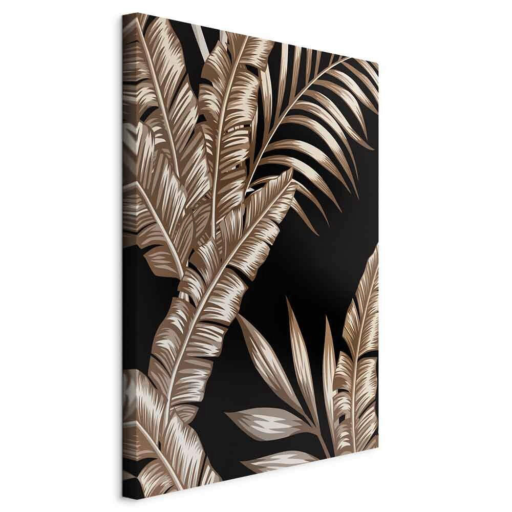 LEINWANDBILD Abstraktes, Blumen Schwarz, Goldfarben  - Goldfarben/Schwarz, Basics, Holzwerkstoff/Textil (40/60/1,2cm) - artgeist