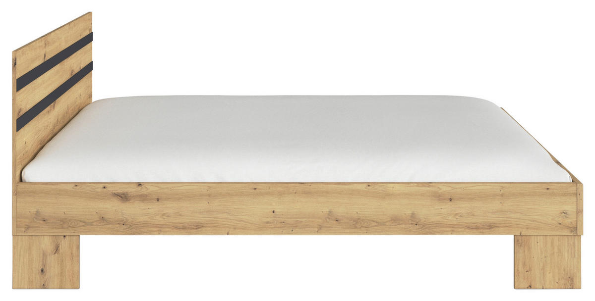 BETT 160/200 cm  in Grau, Eiche Artisan  - Eiche Artisan/Grau, KONVENTIONELL (160/200cm)