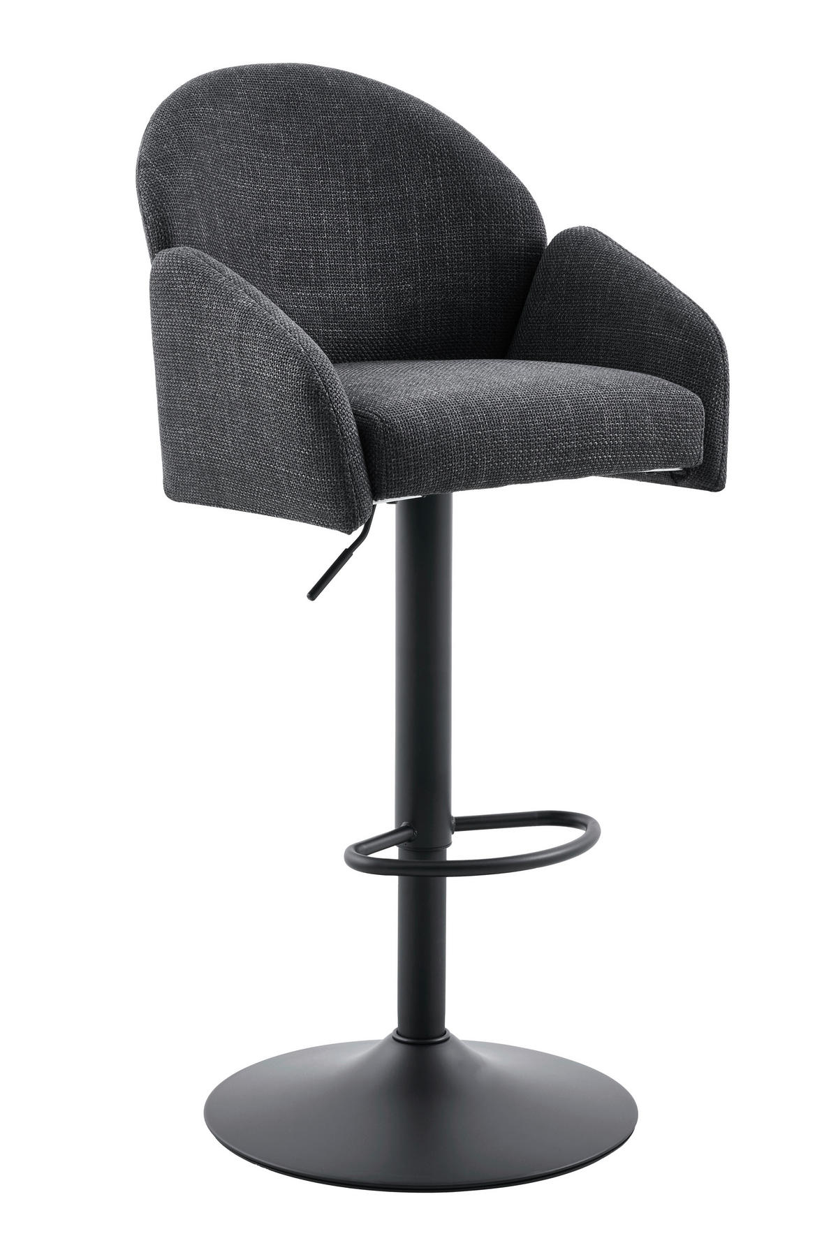 BARHOCKER-SET Anthrazit Stahl erweiterbar, Sitzfläche 360° drehbar  - Anthrazit/Schwarz, MODERN, Textil/Metall (53/96-117/57cm) - MID.YOU