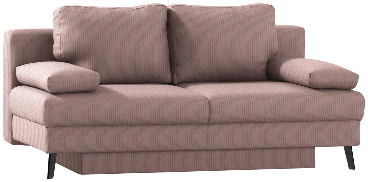 SCHLAFSOFA Cord Rosa  - Schwarz/Rosa, Modern, Textil/Metall (194/91/90cm) - Novel