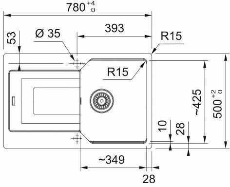 SPÜLE 114.0682.564  - Graphitfarben, Basics, Stein (78/50/22cm) - Franke