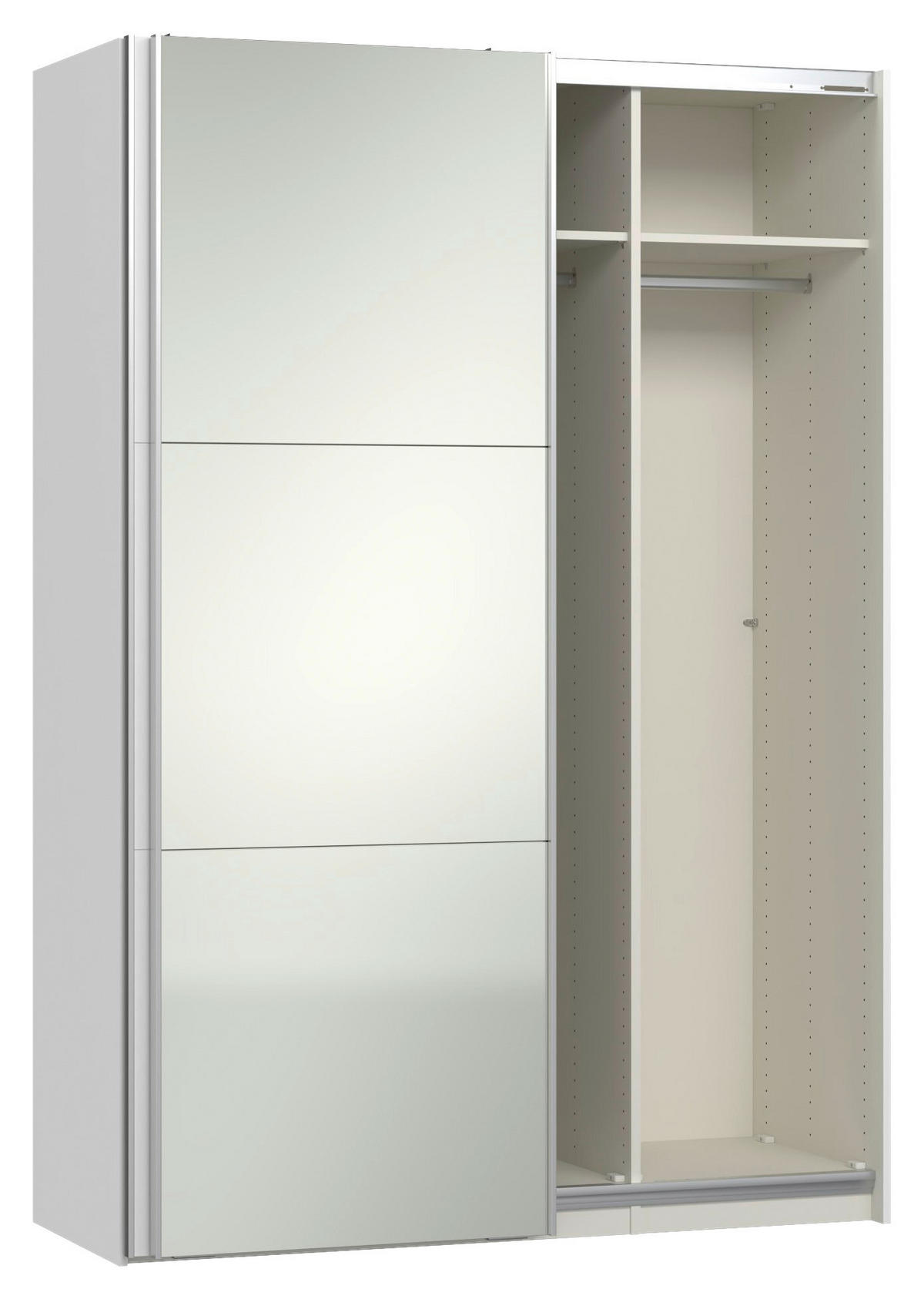 SCHWEBETÜRENSCHRANK 152/220/65 cm 2-türig Weiß  - Silberfarben/Weiß, Design, Glas/Holzwerkstoff (152/220/65cm) - Jutzler