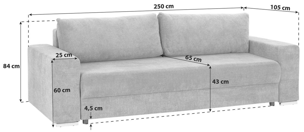 SCHLAFSOFA Flachgewebe Beige  - Beige, MODERN, Kunststoff/Textil (250/84/105cm) - MID.YOU