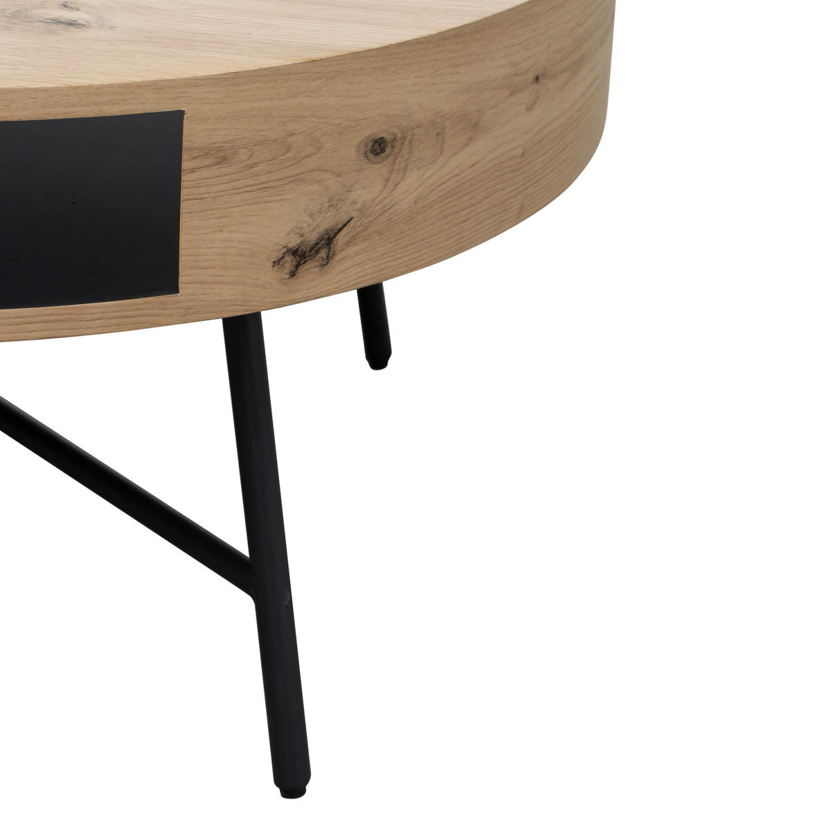 COUCHTISCH 80/80/38 cm rund Schwarz, Eichefarben  - Eichefarben/Schwarz, Design, Holzwerkstoff/Metall (80/80/38cm) - Carryhome