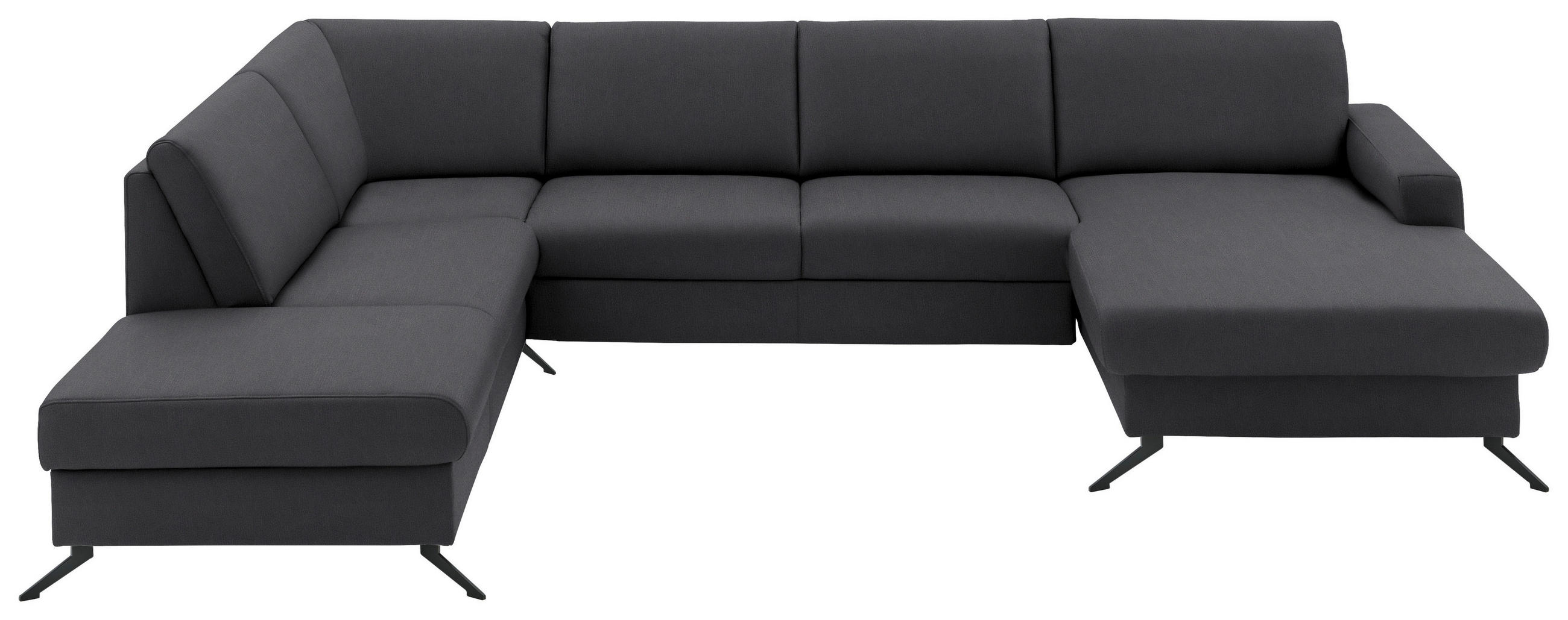 WOHNLANDSCHAFT in Echtleder Anthrazit  - Anthrazit/Schwarz, Design, Leder/Metall (233/339/165cm) - Beldomo Premium