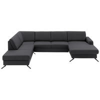 WOHNLANDSCHAFT in Echtleder Anthrazit  - Anthrazit/Schwarz, Design, Leder/Metall (233/339/165cm) - Beldomo Premium