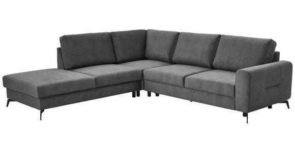 ECKSOFA Dunkelgrau Chenille  inkl. Rückenkissen, Bettkasten, Schlaffunktion, Rücken echt, Liegefläche im Originalstoff  - Dunkelgrau/Schwarz, KONVENTIONELL, Textil/Metall (257/275cm) - Carryhome