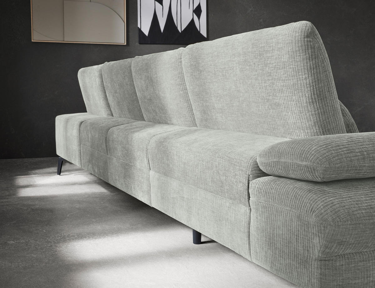 WOHNLANDSCHAFT in Webstoff Silberfarben  - Silberfarben/Schwarz, Design, Textil/Metall (157/354/208cm) - Dieter Knoll