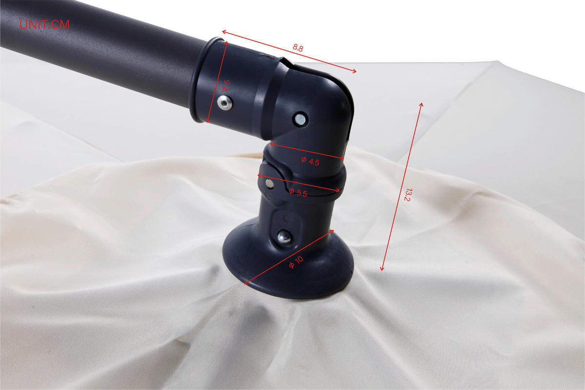 AMPELSCHIRM  300/300 cm  - Taupe/Anthrazit, MODERN, Textil/Metall (300/300cm) - Xora