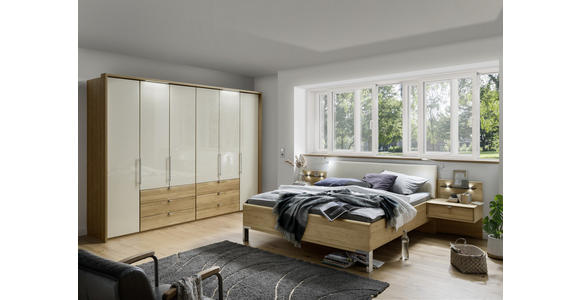 SCHLAFZIMMER  in Eichefarben, Champagner  - Champagner/Eichefarben, Design, Glas/Holz (180cm) - Dieter Knoll