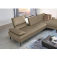 ECKSOFA in Echtleder Hellbraun  - Hellbraun/Schwarz, Design, Leder/Metall (325/157cm) - Dieter Knoll