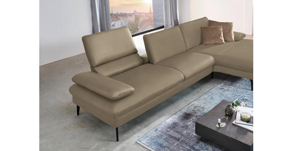 ECKSOFA in Echtleder Hellbraun 325/157 cm - Hellbraun/Schwarz, Design, Leder/Metall (325/157cm) - Dieter Knoll
