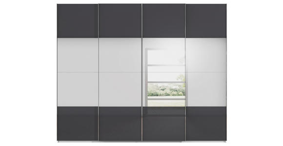 SCHWEBETÜRENSCHRANK 271/223/68 cm 4-türig Schwarz, Weiß  - Chromfarben/Schwarz, Design, Glas/Holzwerkstoff (271/223/68cm) - Novel