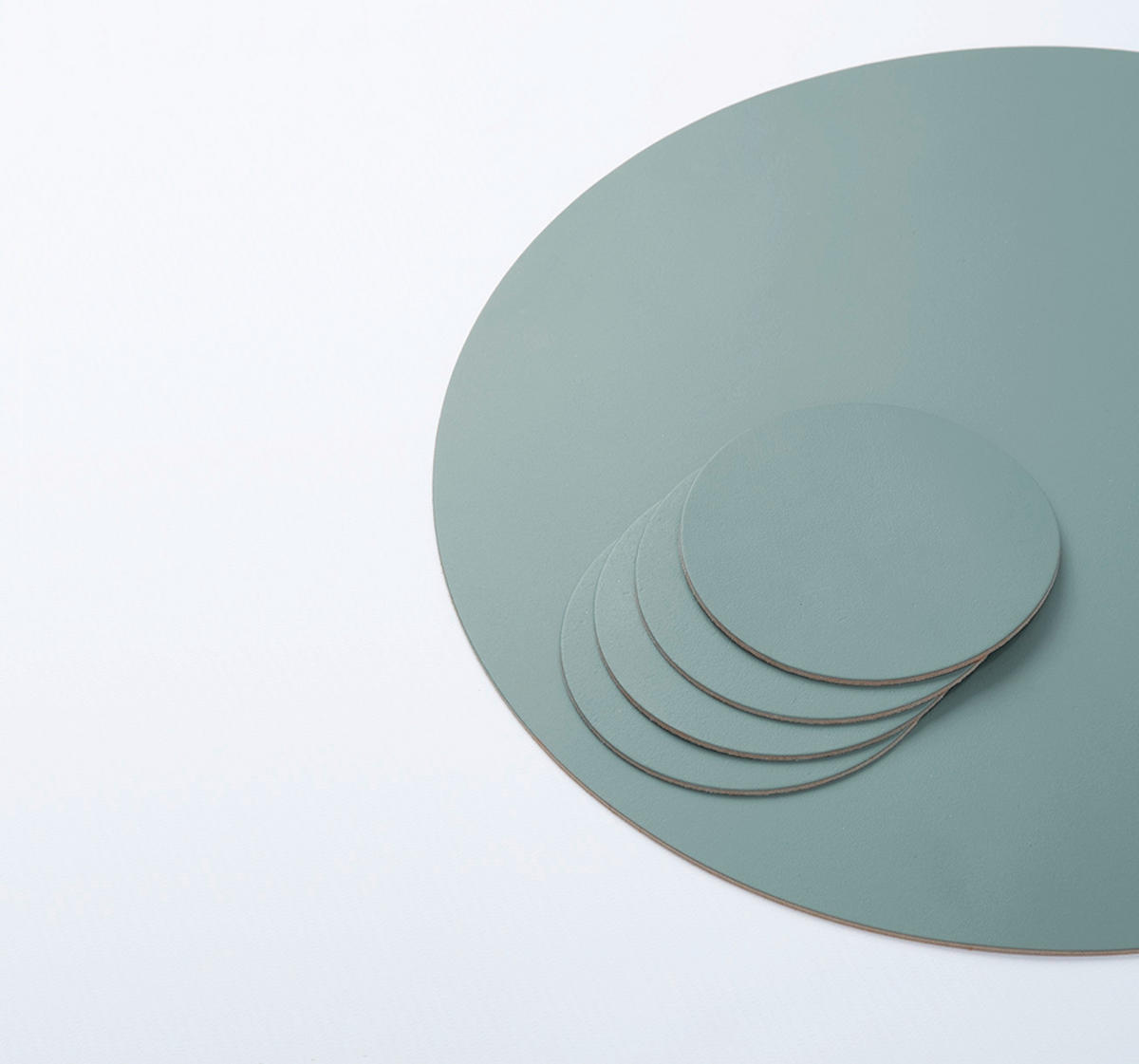 GLASUNTERSETZER  - Mintgrün, Basics, Leder (11/11/0.2cm)