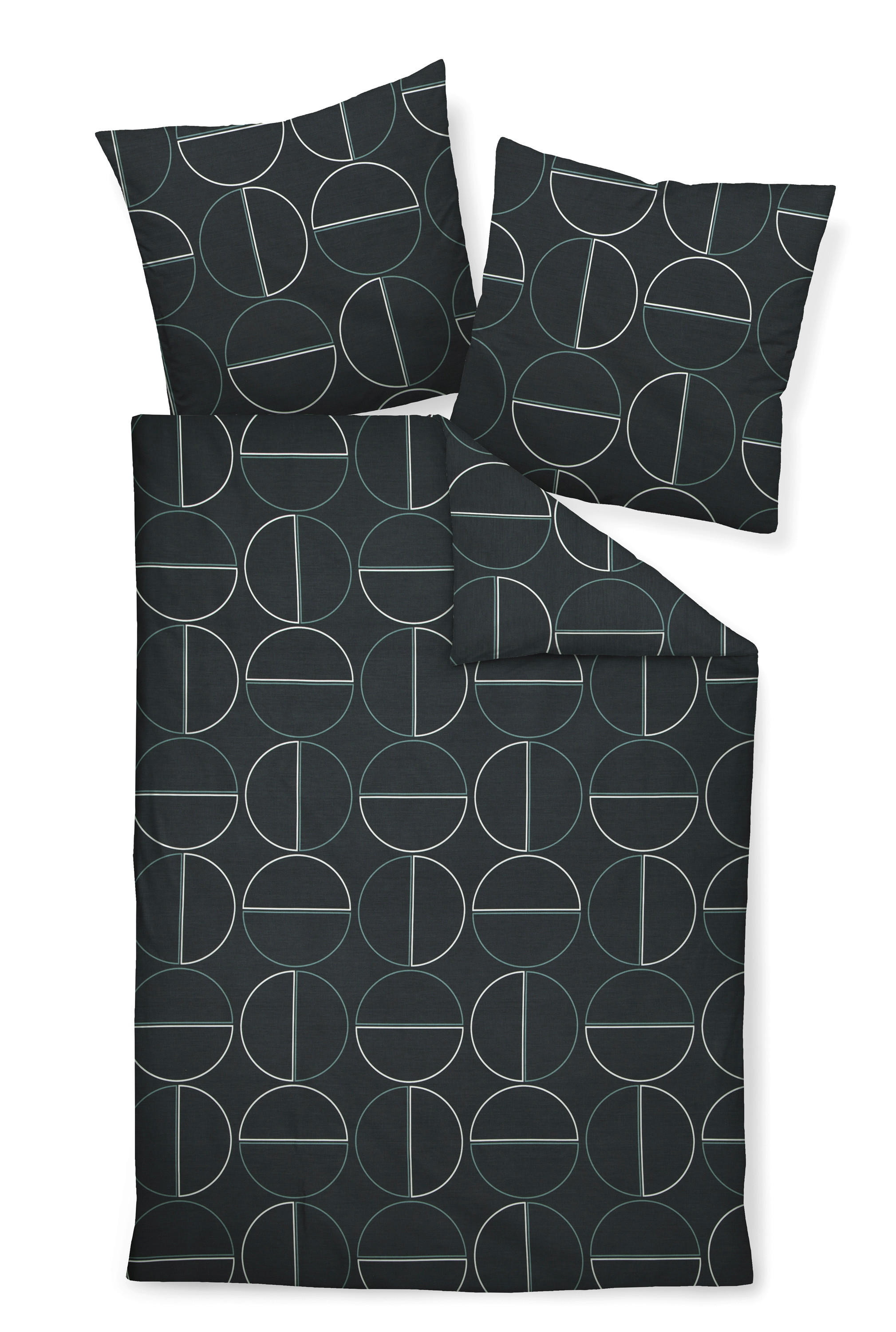 BETTWÄSCHE J.D. Makosatin  - Türkis/Blaugrau, Design, Textil (135/200cm) - Janine