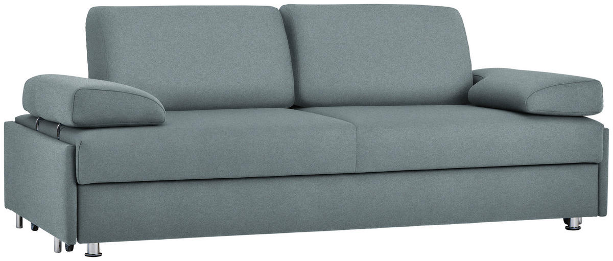 SCHLAFSOFA in Flachgewebe Blaugrau  - Chromfarben/Blaugrau, Design, Textil/Metall (212/84/100cm) - Bali