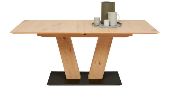 ESSTISCH in Holz, Holzwerkstoff 180-220/90/75 cm  - Eichefarben/Schwarz, Design, Holz/Holzwerkstoff (180-220/90/75cm) - Dieter Knoll